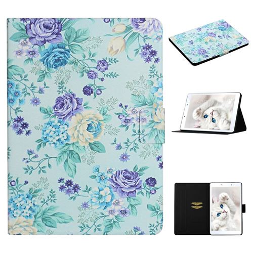 Etui en PU impression de motifs de fleurs avec support et porte-cartes fleur vive pour votre Samsung Galaxy Tab A 8.0 Wi-Fi (2019) SM-T290