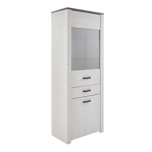 Vitrine VALET 1 porte / 1 porte vitrée Pin andersen / Chêne prata