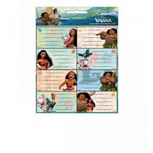 Lot de 16 étiquette Vaiana Disney cahier enfant - guizmax