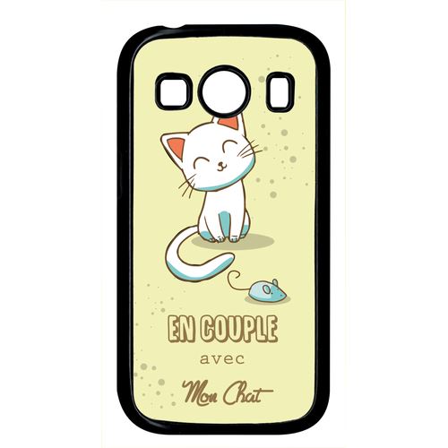Coque Samsung Galaxy Ace 4 Style Lte Sm G357fz En Couple Avec Mon Chat Fond Jaune 2