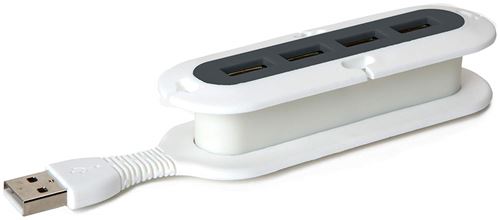 Quirky Gadgets Contort 4-Port USB Hub & Cable Management - Charcoal