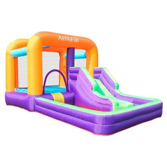 349 10 sur chateau gonflable aqua parc avec toboggan piscine et basketball surface 410x240x200 cm souffleur et sac de rangement inclus jeu piscine gonflable achat prix fnac