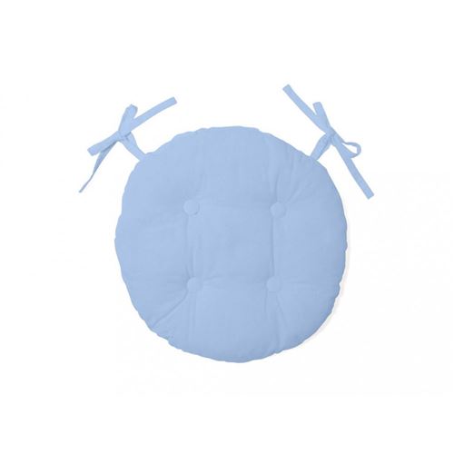 Galette de chaise ronde capitonnée Panama en coton - D 40 cm - Bleu