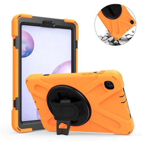 Coque en TPU + Silicone avec béquille pivotante à 360° et dragonne orange pour votre Samsung Galaxy Tab A 8.4 T307 (2020)