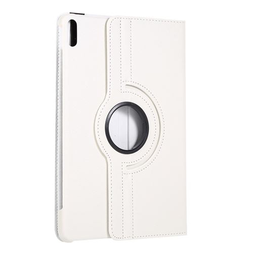Etui en PU peau de litchi avec support rotatif à 360° blanc pour votre Huawei MatePad