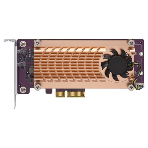 qnap systems dual m.2 22110/2280 pcie ssd expansion card (pcie gen2 x4) noir