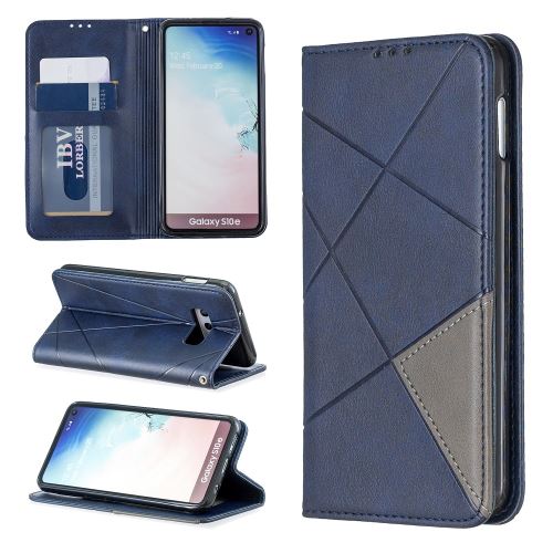 Etui en PU peau géométrique avec support et porte-cartes bleu pour votre Samsung Galaxy S10e