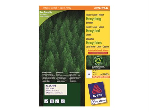 Avery QuickPEEL Recycled Labels LR3655 - étiquettes recyclées - 200 étiquette(s)