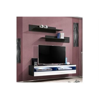 Meuble Tv Mural Design Fly Iv 160cm Blanc Noir Achat Prix Fnac