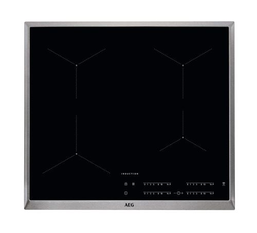 AEG IKB64431XB - Table de cuisson à induction - 4 plaques de cuisson - Niche - largeur : 56 cm - profondeur : 49 cm - noir - avec garnitures en acier inoxydable