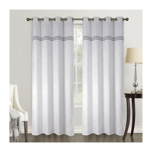 hometrend paire de rideaux obscurcissant tissé quadrillé - 140 x 260 cm - blanc