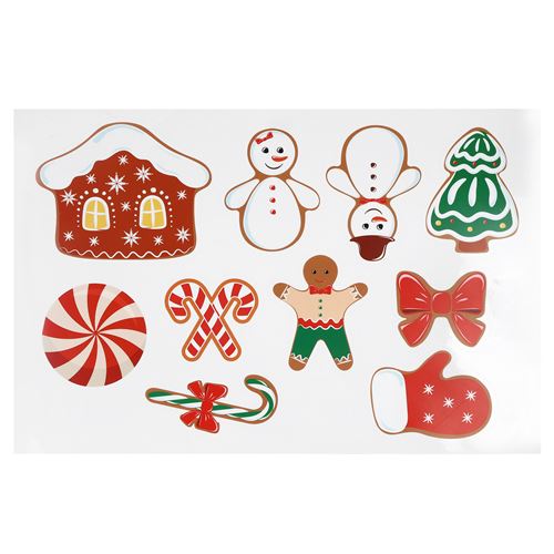 Autocollant de réfrigérateur motif de wapiti décor Noël 9pcs