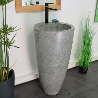 Vasque De Salle De Bains Totem Sur Pied Grise En Terrazzo Malibu