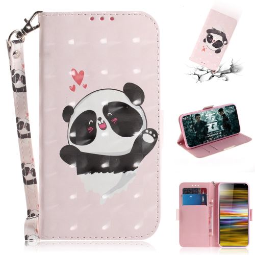 Etui en PU support d'impression à motif décoratif par points lumineux flip mignon panda pour votre Sony Xperia 10 Plus
