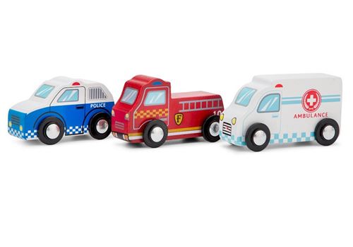 New Classic Toys set de véhicules junior wood rouge/blanc/bleu 3-pièces