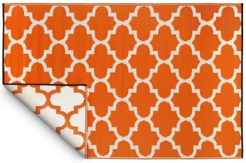 Fabhabitat - Tapis intérieur extérieur Tangier orange et blanc 180 x 120 cm