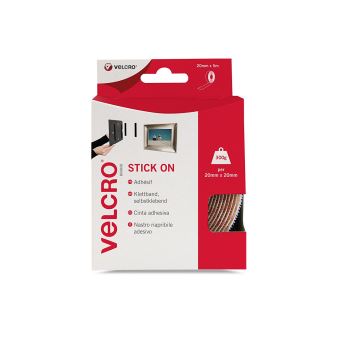 VELCRO Brand Bande Velcro auto-adhésive - Rouleau de 20 mm x 2,5 m - Blanc