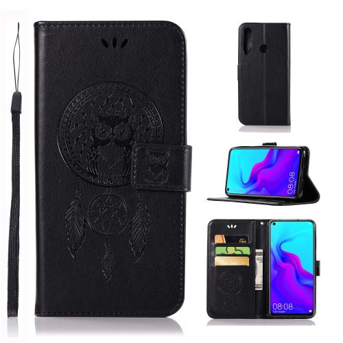 Etui en PU hibou capteur de rêves noir pour votre Huawei Nova 4