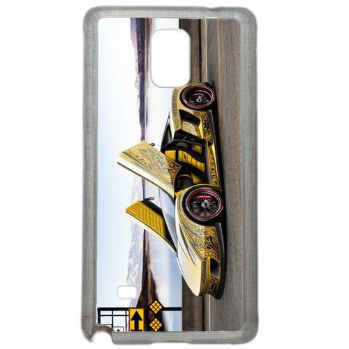 Coque Tuning Voiture Jaune Compatible Samsung Galaxy Note 4 Transparent