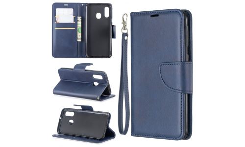 Etui type portefeuille Galaxy A40 bleu vintage