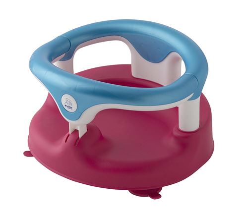 Rotho Babydesign Siège de Bain, Avec Anneau Rabattable et Sécurité Enfants, 7-16 mois, Jusqu'à max. 13kg, Sans BPA, 35x31,3x22cm, Framboise/Turquoise/Blanc