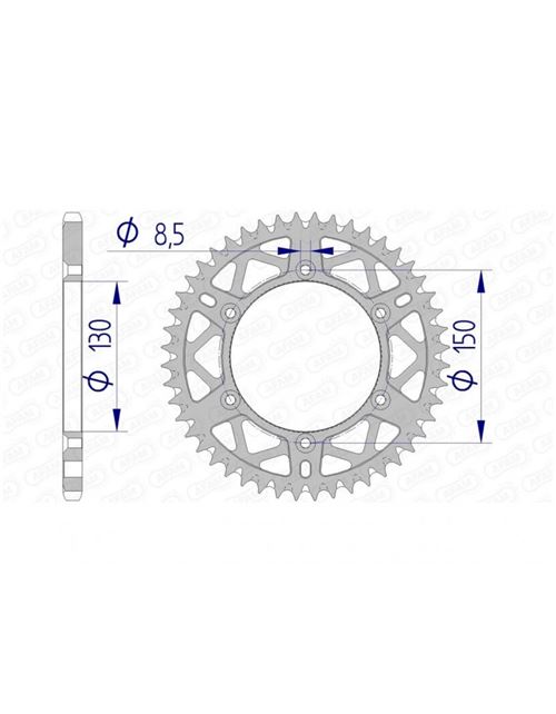 Couronne AFAM 47 dents alu ultra-light anti-boue pas 520 type 13323