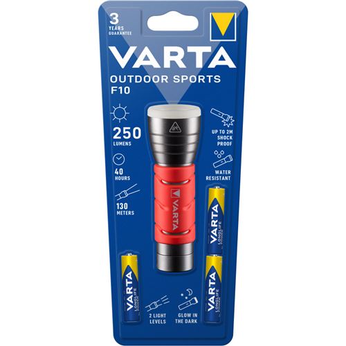 Lampe de poche Varta Outdoor Sports F10 LED avec dragonne à pile(s) 235 lm 35 h