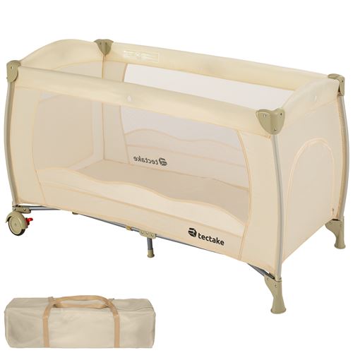 TecTake Lit Parapluie, Lit Bébé Pliant + 1 Sac de Rangement - beige