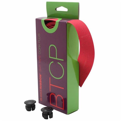 Ruban de guidon v&eacute;lo BikeRibbon Cork Plus avec li&egrave;ge rouge