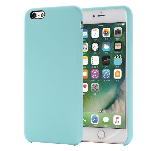 Coque en silicone liquide enroulé sur les bords cyan pour votre Apple iPhone 6s/6