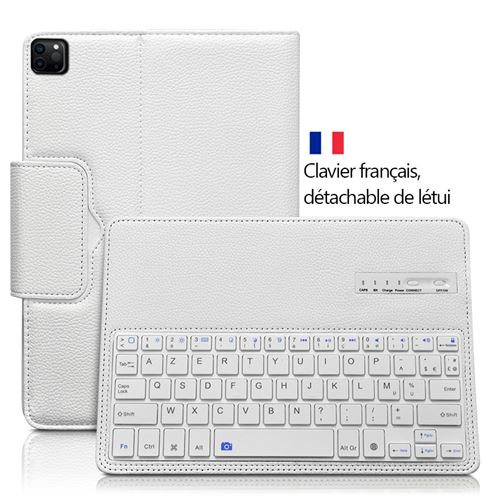Clavier pour tablette GENERIQUE Étui HSMY avec Clavier Français AZERTY  Bluetooth pour iPad Pro 11 2018 - Noir&Blanc