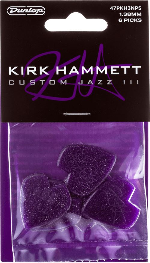 Dunlop 47PKH3NPS - 6 médiators Kirk Hammet Jazz III - Purple Sparkle