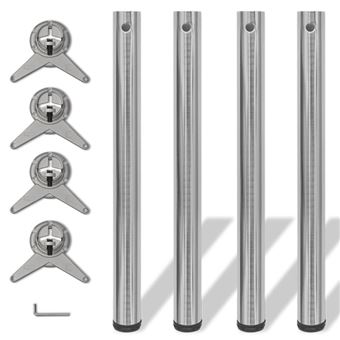 vidaXL 4 Pieds de table Nickel Brossé à hauteur réglable 710 mm - 1