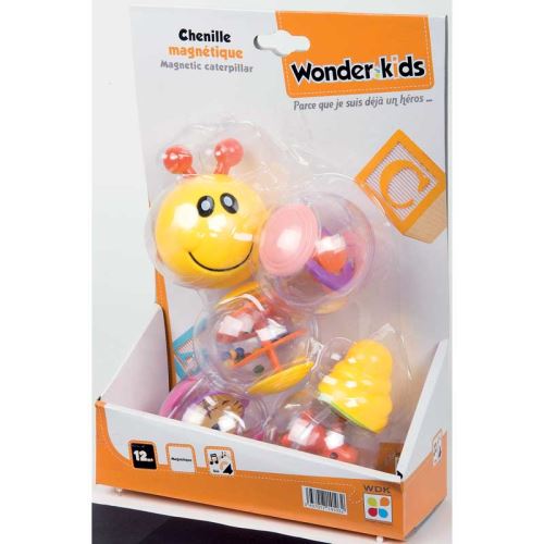 WONDERKIDS - A1400057 - Chenille Magnétique 35cm - Jeu en kit, à assembler pour enfant - Composez vous-même votre chenille !
