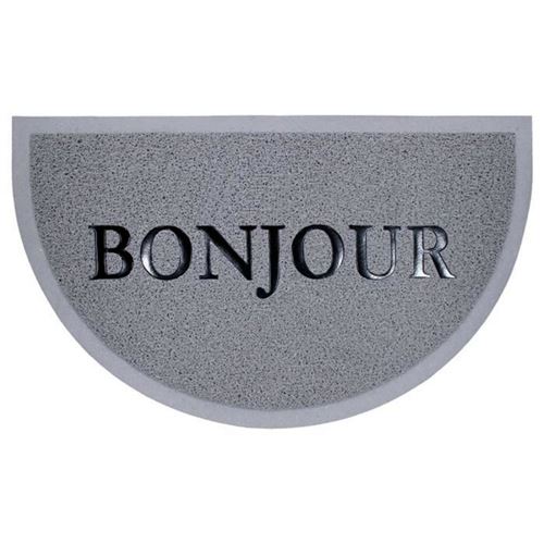Paris Prix - Tapis D'entrée Demi-lune bonjour 45x75cm Gris