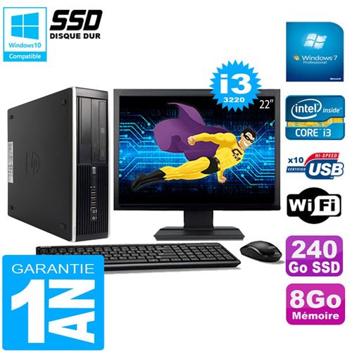 Pc hp compaq pro 6300 sff i3-3220 8go 240go ssd graveur dvd wifi w7 ecran 22' État correct - Hewlett-Packard reconditionné disponible sur Fnac