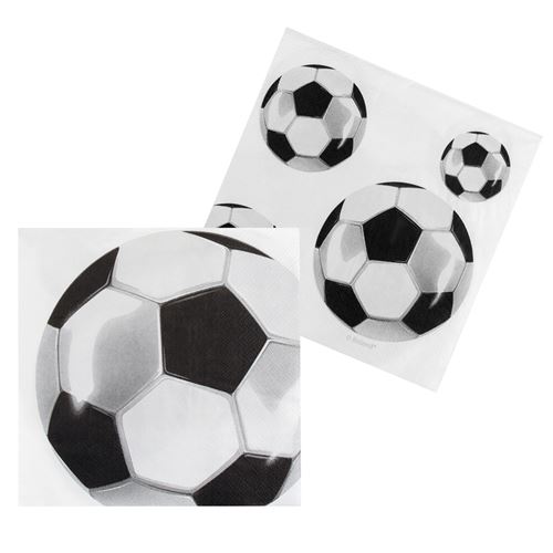 Boland serviettes de table football 33 cm noir/blanc 12 pièces