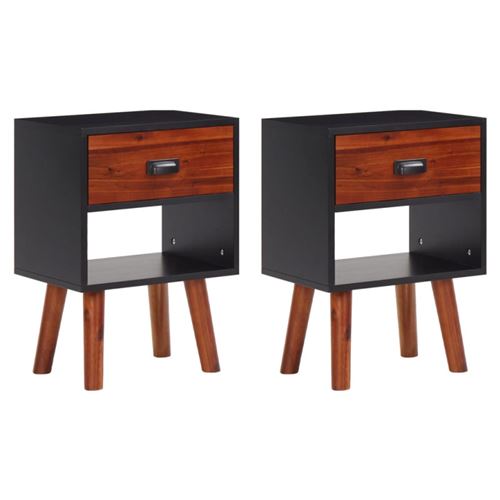vidaXL Nachtkastjes 40x30x58 cm massief acaciahout 2 st