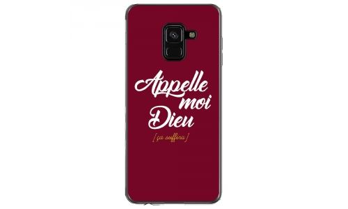 Coque souple pour Samsung Galaxy A8 2018 avec impression Motifs Appelle moi Dieu bordeau