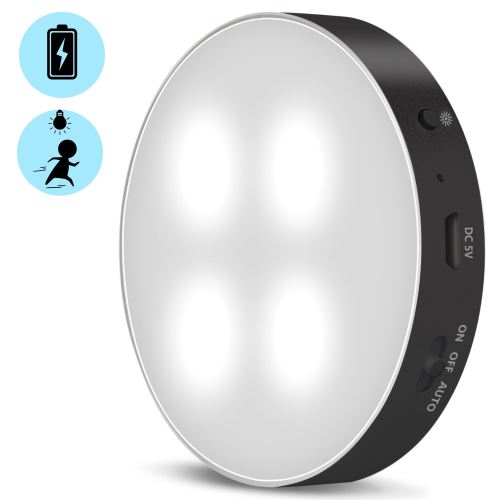 Lampe Aimant Autocollant Détecteur de mouvement LED – Daffodil LEC010 – Pour placard tiroir escalier... Batterie ou secteur Magnétique Noir