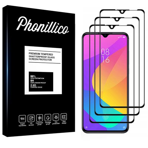 Verre Trempe pour Xiaomi MI 9 LITE [Pack 3] Film Transparent Bord Noir Vitre Protection Ecran [Phonillico®]
