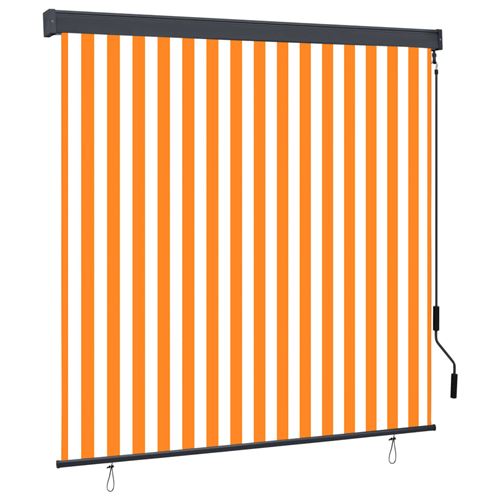 vidaXL Store roulant d'extérieur 160x250 cm Blanc et orange