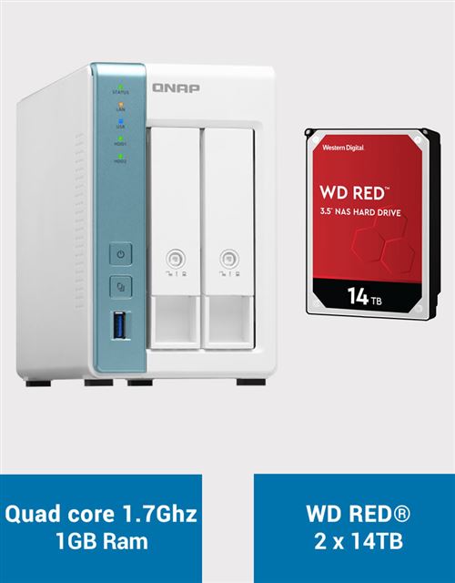 QNAP TS-231K Serveur NAS WD RED 28To (2x14To)