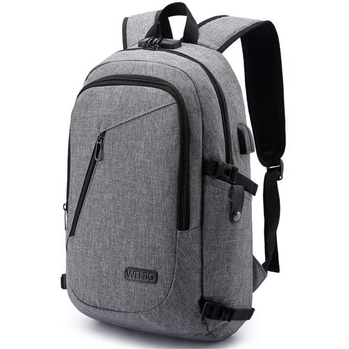 WENIG Antivol Sac à Dos Ordinateur Portable 15.6 Pouces Homme Imperméable avec USB Charging Port Sac à Dos d'affaires Sac à Dos F