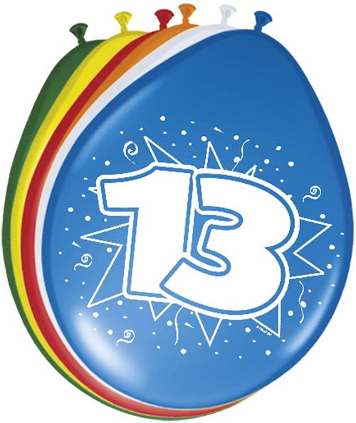 Folat Lot DE 8. Ballons 30 cm Chiffre Ballons 13 Ans