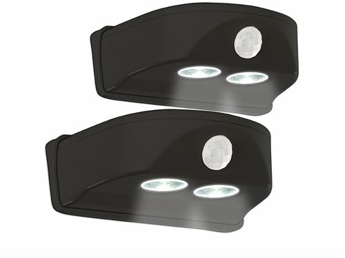 Luminea : 2 lampes de porte sans fil à LED avec détecteur - 50 lm - Noir