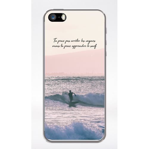 Coque Tu Peux Pas Arrter Les Vagues Mais Tu Peux Apprendre Le Surf Vagues Compatible Iphone 5 Transparent