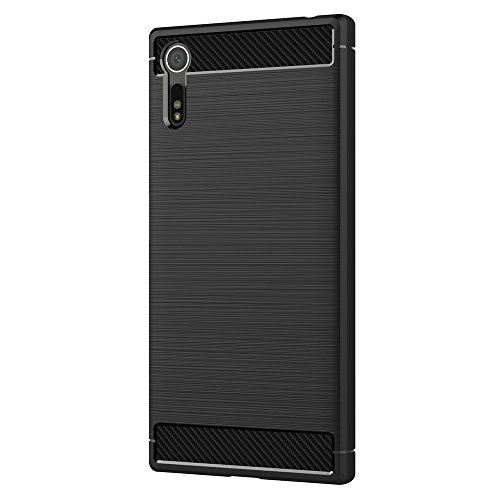 AICEK Coque Sony Xperia XZ/Sony Xperia XZs, Noir Silicone Coque pour Sony XZ/Sony XZs Housse Fibre de Carbone Etui Case