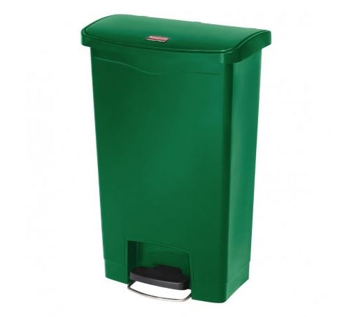 Poubelle à pédale frontale large verte 50l slim jim step-on