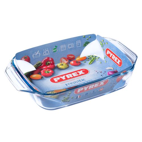 Pyrex 8010662 optimum plat rectangle avec poignée boro verre transparent 350 x 230 x 65 cm